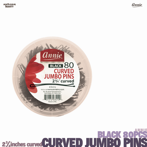 ANNIE Black Curved Jumbo Pins 2¾inches curved -80pcs