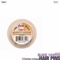 ANNIE Black Hair Pins 1¾inches crimped -100pcs