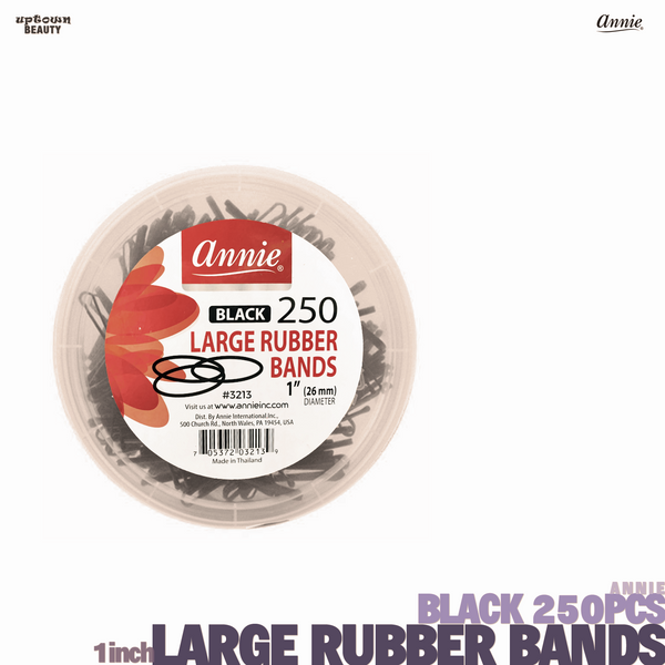 ANNIE Black Large Rubber Bands 1inch-(26mm) 250pcs