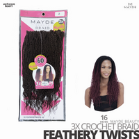 MAYDE BEAUTY Synthetic Crochet Braid 3X  #Feathery Twists 16 inches