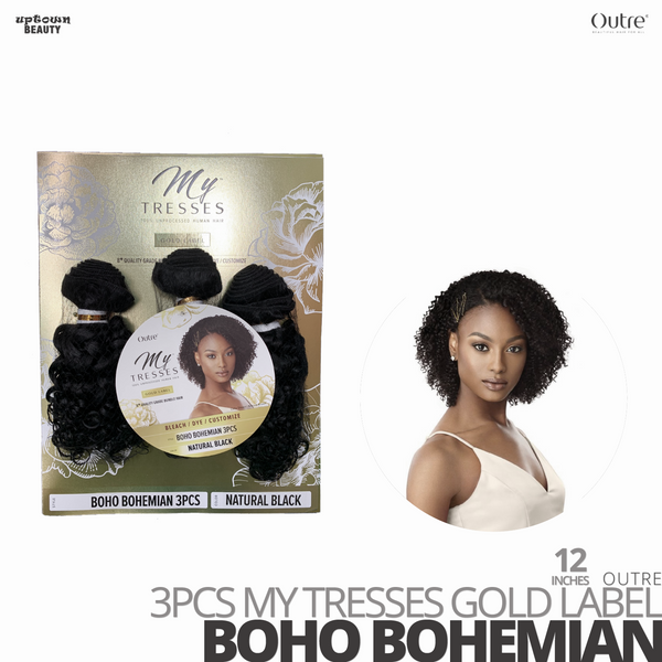OUTRE Human Bundle- My Tresses Gold Label -# Boho Bohemian 12 inches