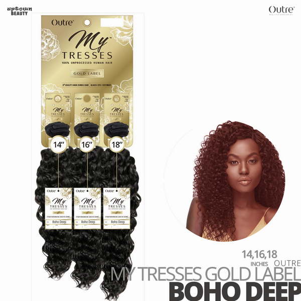 OUTRE Human Bundle- My Tresses Gold Label -# Boho Deep 14-16-18 inches