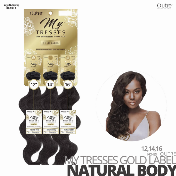 OUTRE Human Bundle- My Tresses Gold Label -# Natural Body 12-14-16. inches