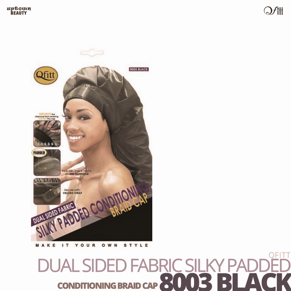 QFITT - Dual Sided Fabric Silky Padded Conditioning Braid Cap #8003 Black