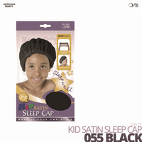QFITT - Kid Satin Sleep Cap #055 Black