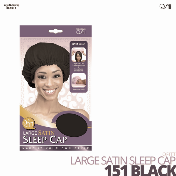 QFITT - Large Satin Sleep Cap #151 Black