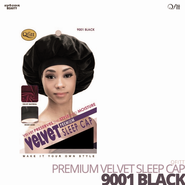 QFITT - Premium Velvet Sleep Cap #9001 Black