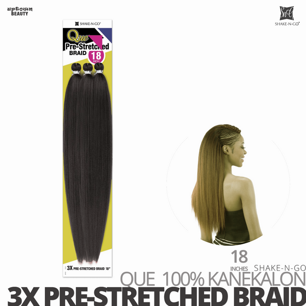 SHAKE-N-GO QUE 3X PRE-STRETCHED BRAID #18 inches