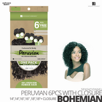 Sensationnel Bare&Natural Bundle Pack Virgin Human Hair #Bohemian #.14.14.16.16.18.18 inches with Closure