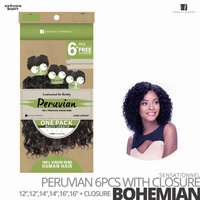 Sensationnel Bare&Natural Bundle Pack Virgin Human Hair #Bohemian #12.12.14.14.16.16 inches with Closure