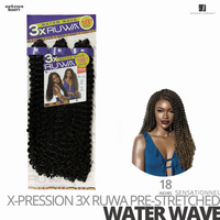 Sensationnel X-PRESSION 3X Ruwa Pre-Stretched Braids #Water Wave #18 inches